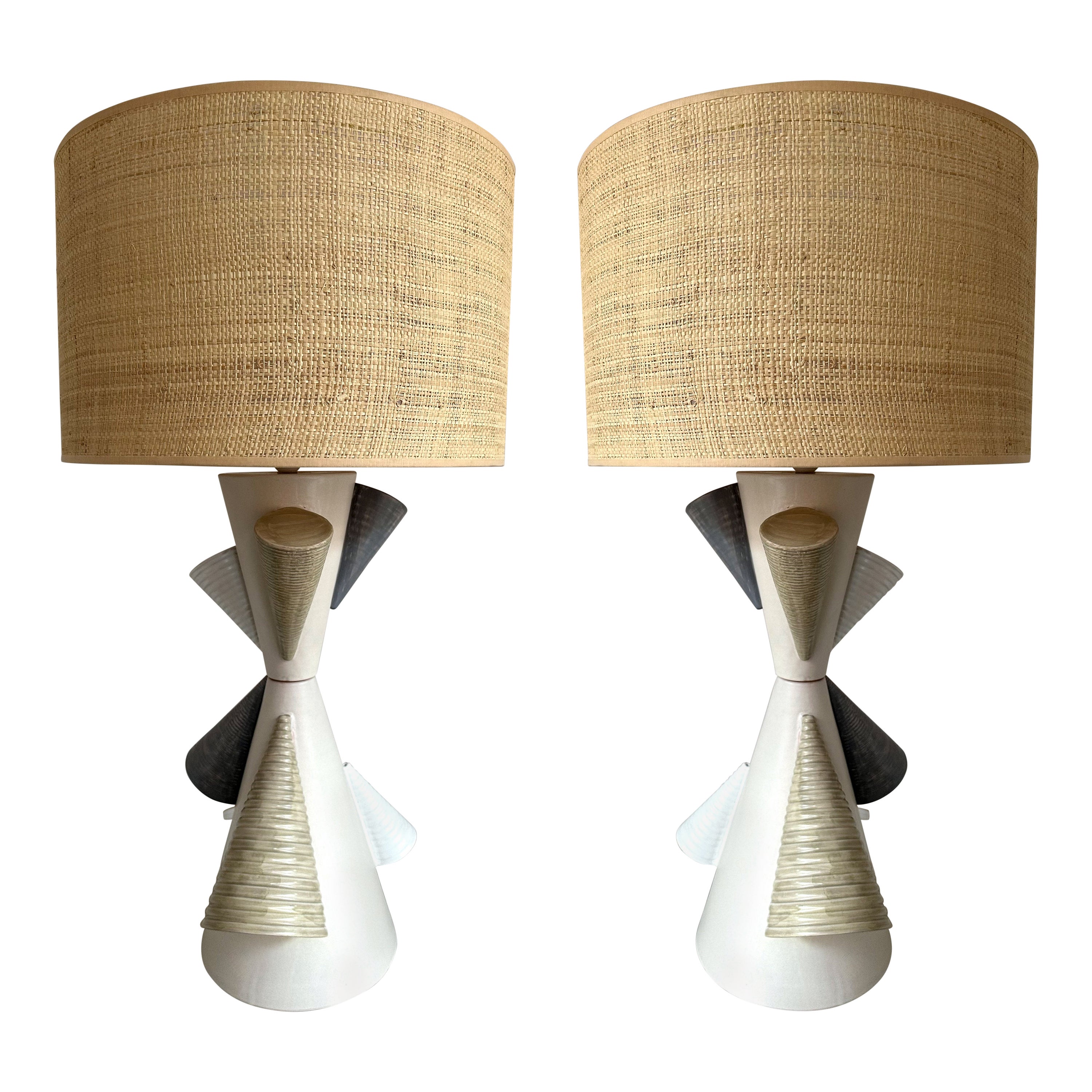 Paire de lampes coniques contemporaines en céramique d'Antonio Cagianelli, Italie