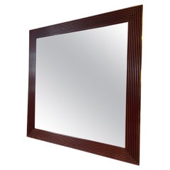 Specchio italiano in legno e ottone del XX secolo, anni '70