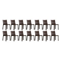 Vintage Mario Bellini 412 "CAB" Dining Chairs for Cassina, 1978, Set of 14