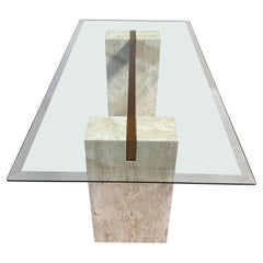 Italian Design Travertine Dining Table Att. Artedi, Italy 1970s