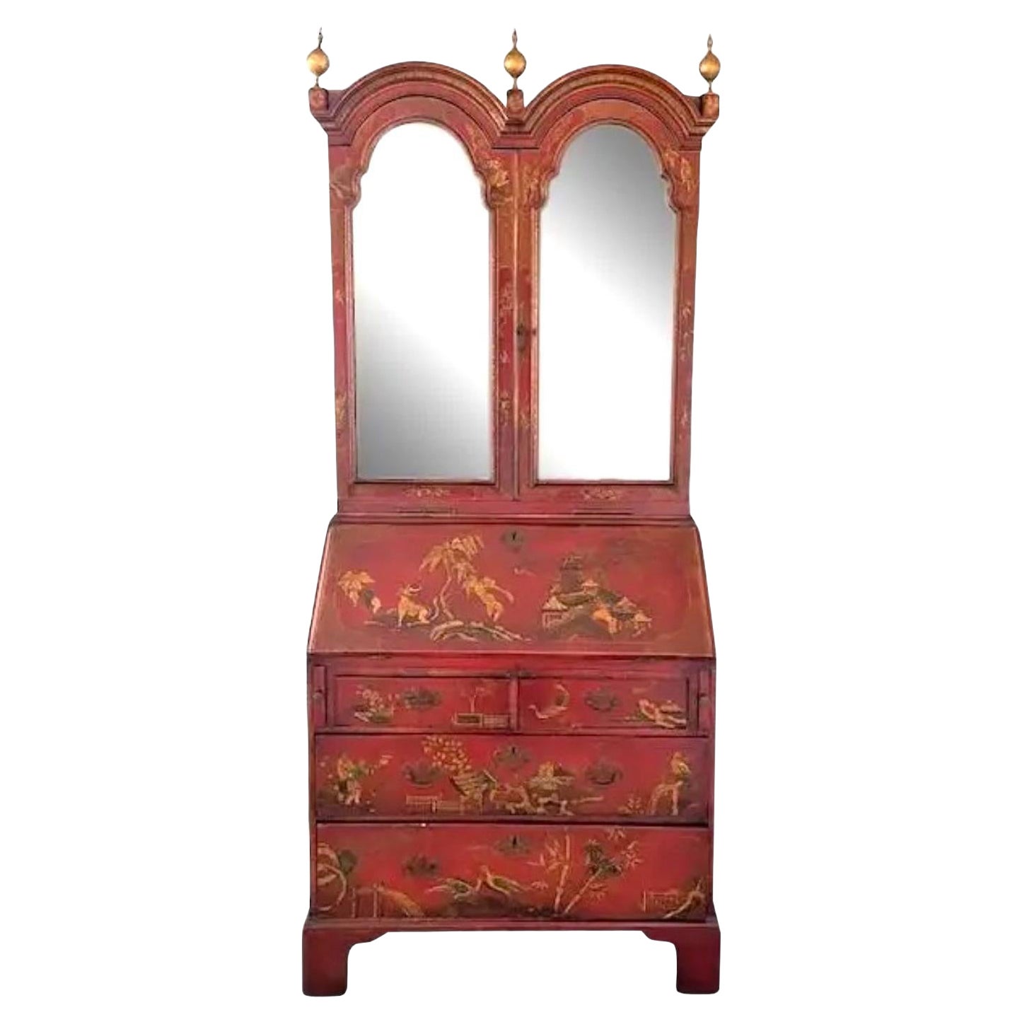 19th Century Queen Anne Lacquer Secretary Desk For Sale