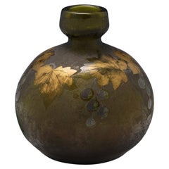 A Legras Acid Etched And Gilded Mulberry Vase c1925