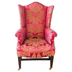 Antique Elegant British Georgian Period Chippendale Mahogany Wing Chair