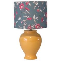 Vintage Ceramic Kostka Table Lamp with Custom Lampshade, France, 1960-1970