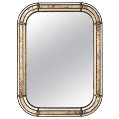 Venetian Style Rectangular Mirror with Brass Details