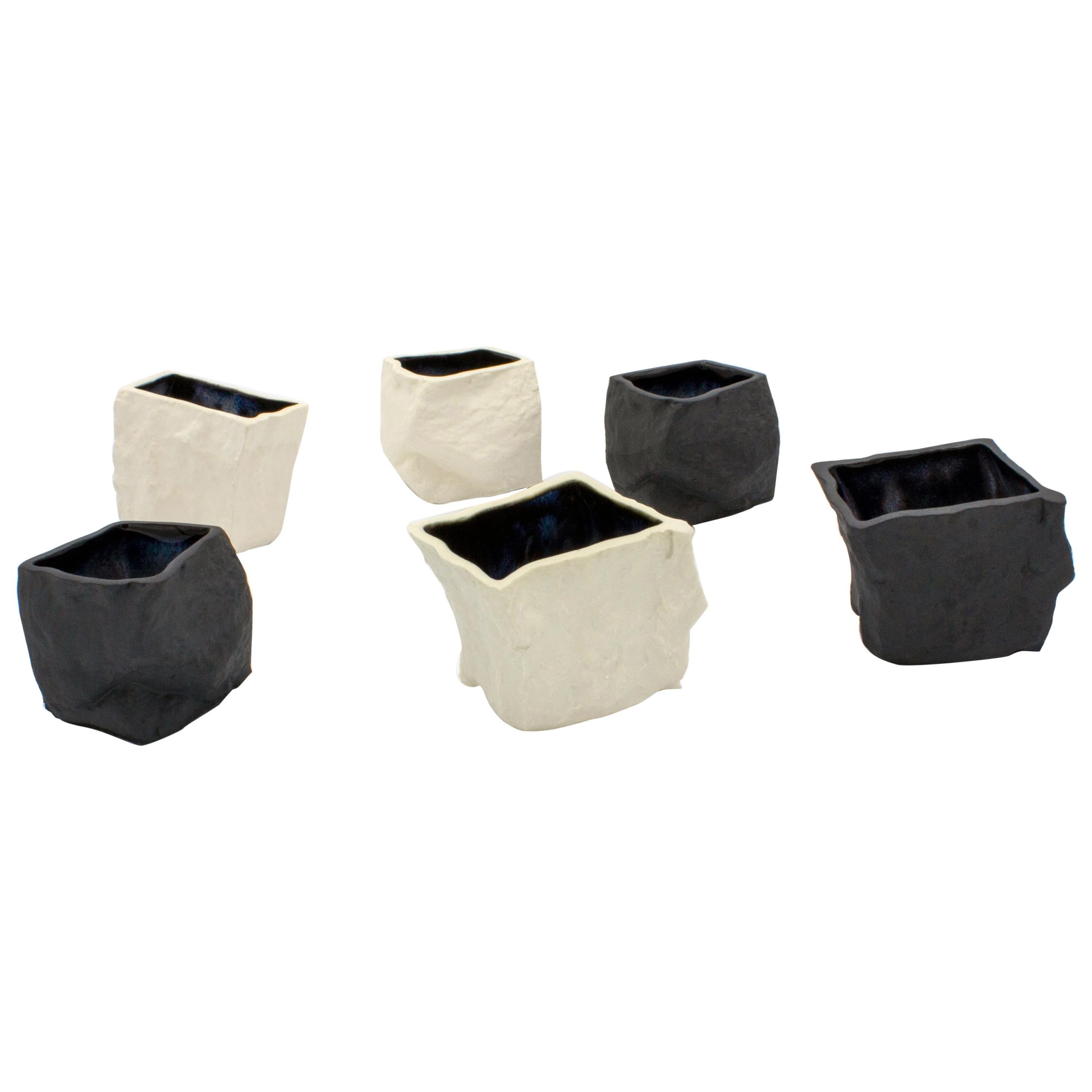 Schwarz-weiße Tassen 6-Set von Craig Barrow im Angebot