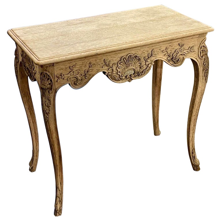 19th Century French Carved and Bleached Oak Side Table For Sale at 1stDibs