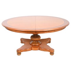Baker Furniture Italian Provincial Pedestal Extension Dining Table, Refinished