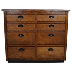Used Belgian Industrial Oak Apothecary Cabinet / Bank of Drawers, 1940s
