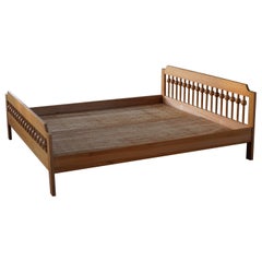 Swedish Modern Sculptural Bed in Pine, Made by Sven Larsson, 1960s