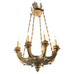 Antique 19th Century French Empire Silver and Bronze Chandelier