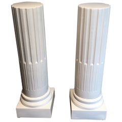 Pair of Louis the 16th Style White Ceramic Columns