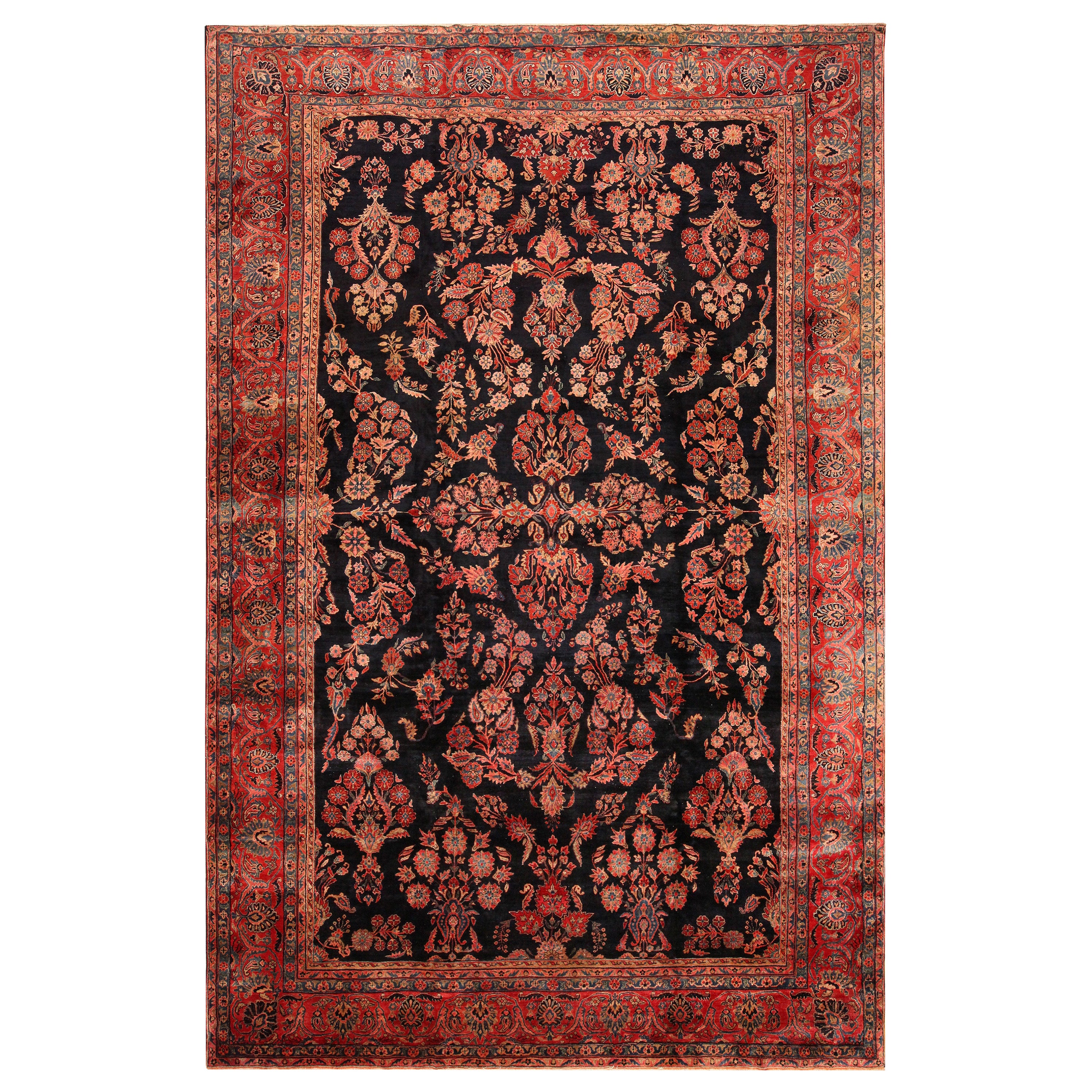 Antique Rustic Persian Sarouk Rug. 11 ft 4 in x 17 ft 4 in