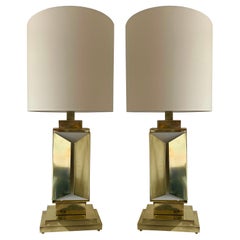 Contemporary Pair of Brass Lamps, Italy