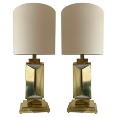 Contemporary Pair of Brass Lamps, Italy