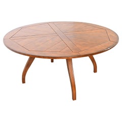 Henredon French Provincial Rustic Oak Farmhouse Round Dining Table, Restored