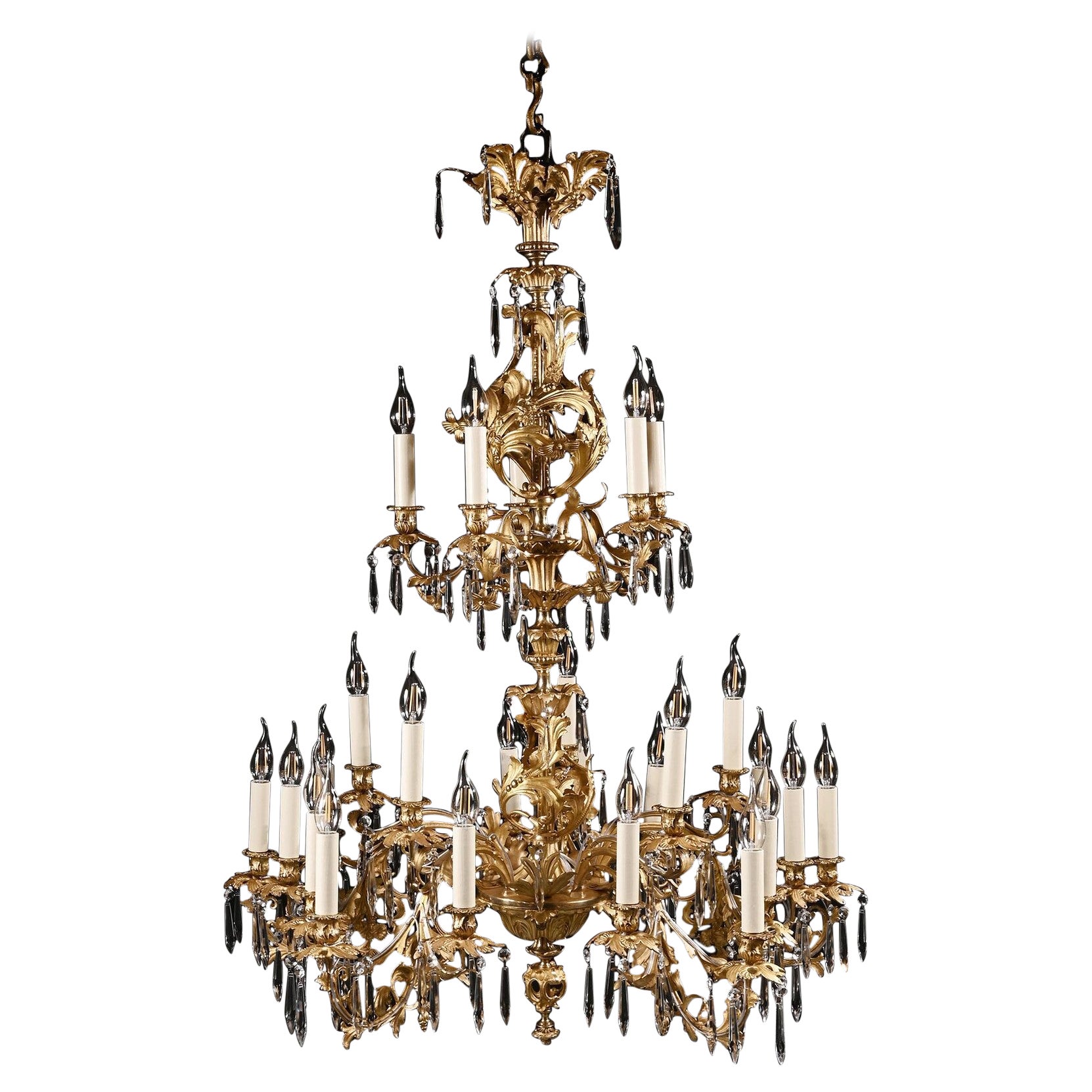 Louis XV Style Gilt Bronze and Cut Glass Twenty-Five Light Chandelier For Sale