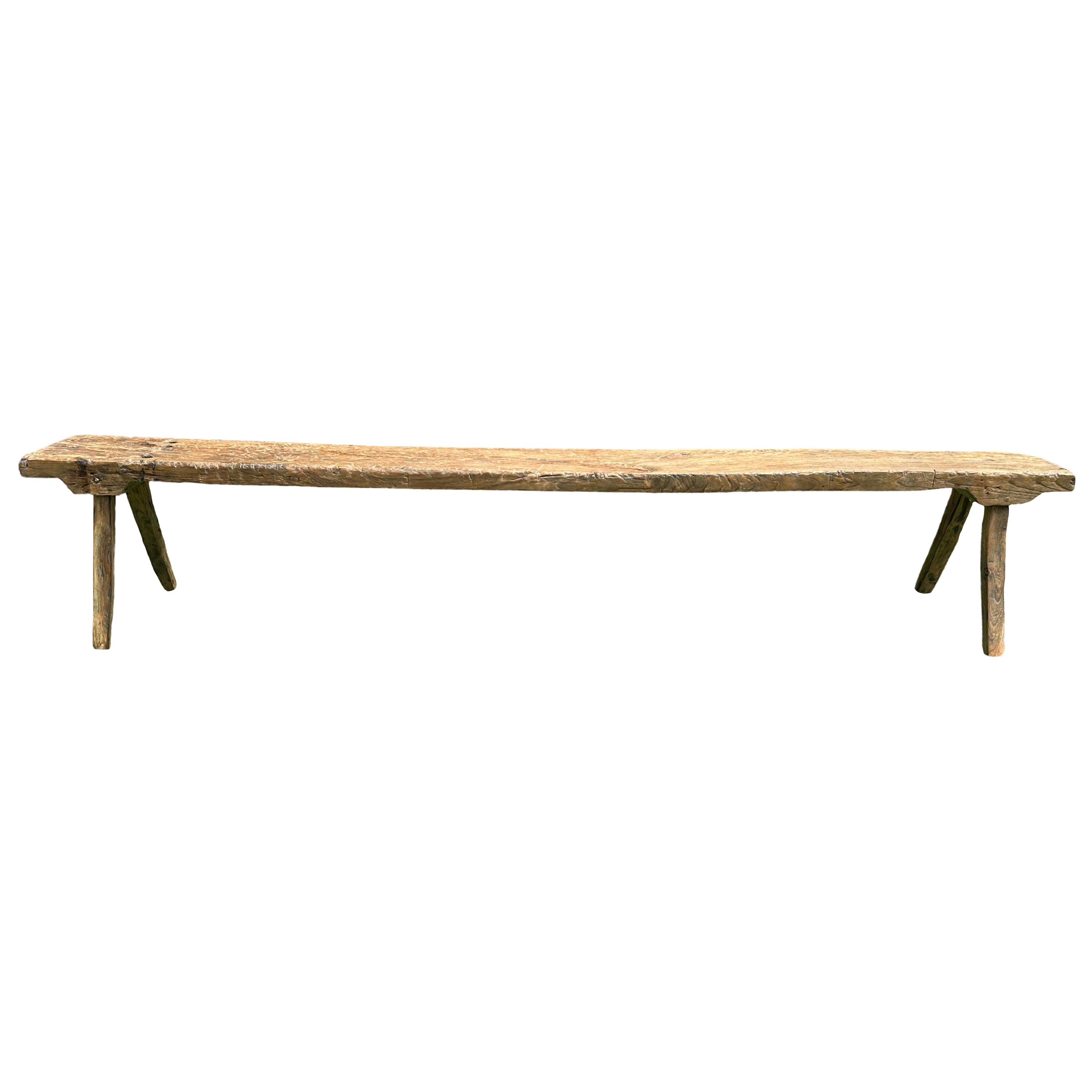 Sculptural Teak Bench Hand-Carved from Madura Island, Java, Indonesia, C. 1950 For Sale