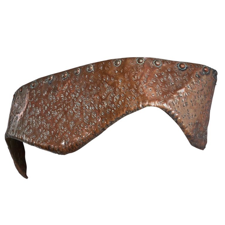 Italian Designer, Wall Console, Hammered Copper, Italy, 1950s For Sale