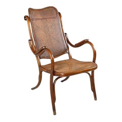 Österreichischer Sessel mit dunkelbraunem Stroh und Massivholz im Thonet-Stil, 1900er Jahre