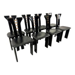 Pierre Cardin For Roche Bobois  Black Lacquer Dining Chairs