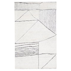 Abstract Modern Moroccan Style Scatter Wool Rug in Ivory by Apadana