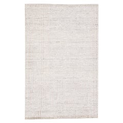 Modern Geometric Moroccan Style Scatter Wool Rug with Ivory Field by Apadana