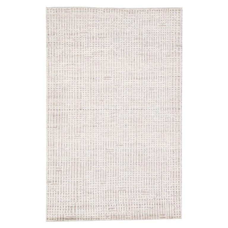 Modern Geometric Moroccan Style Scatter Wool Rug with Ivory Field by ...