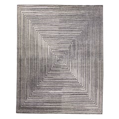 Oversize Modern Moroccan Style Gray Wool Rug with Op Art Design by Apadana