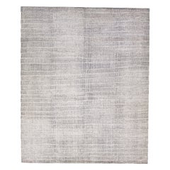 Tapis en laine de style marocain moderne et minimaliste surdimensionné gris Apadana