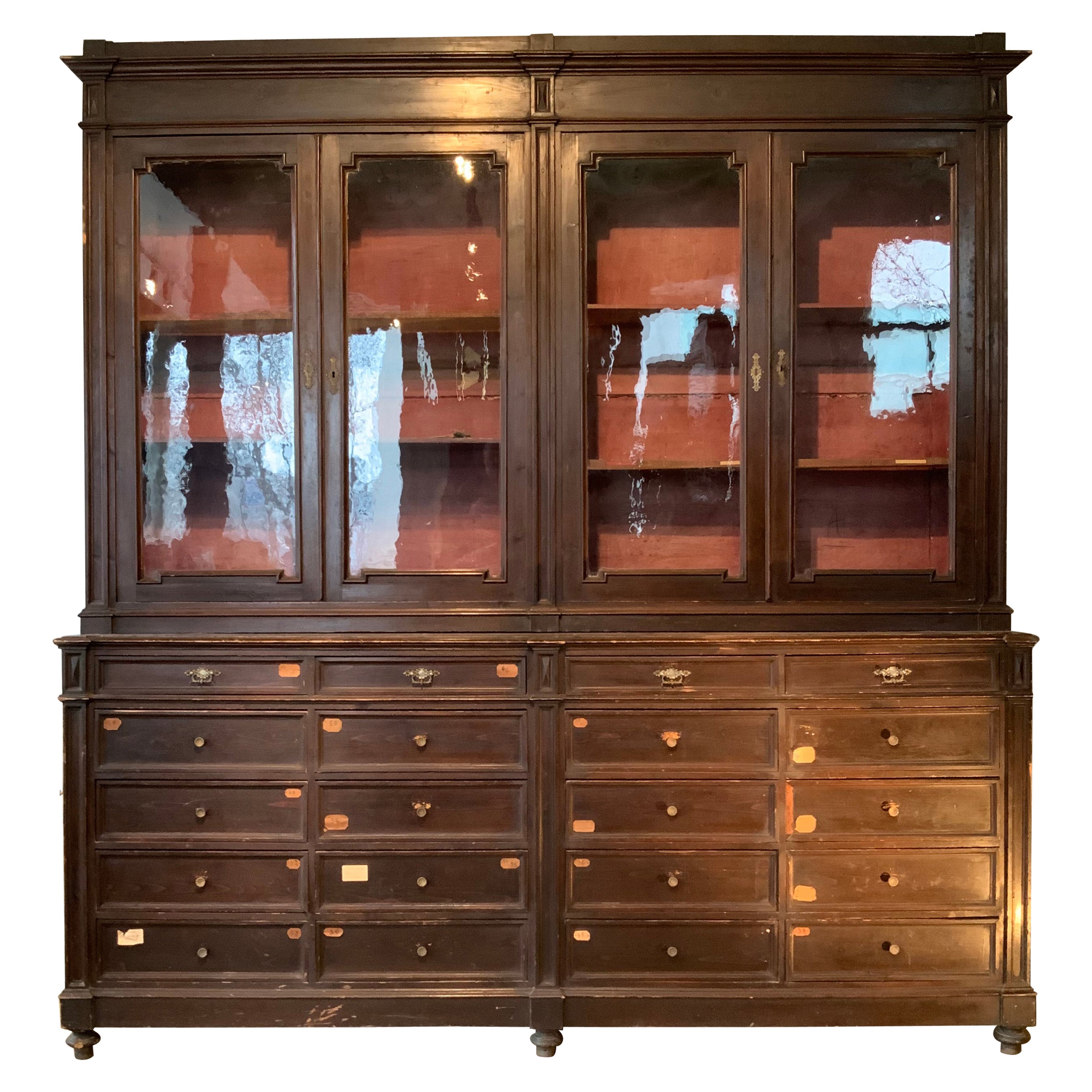 Impressive Large 19th Century Italian Mercantile Cabinet For Sale