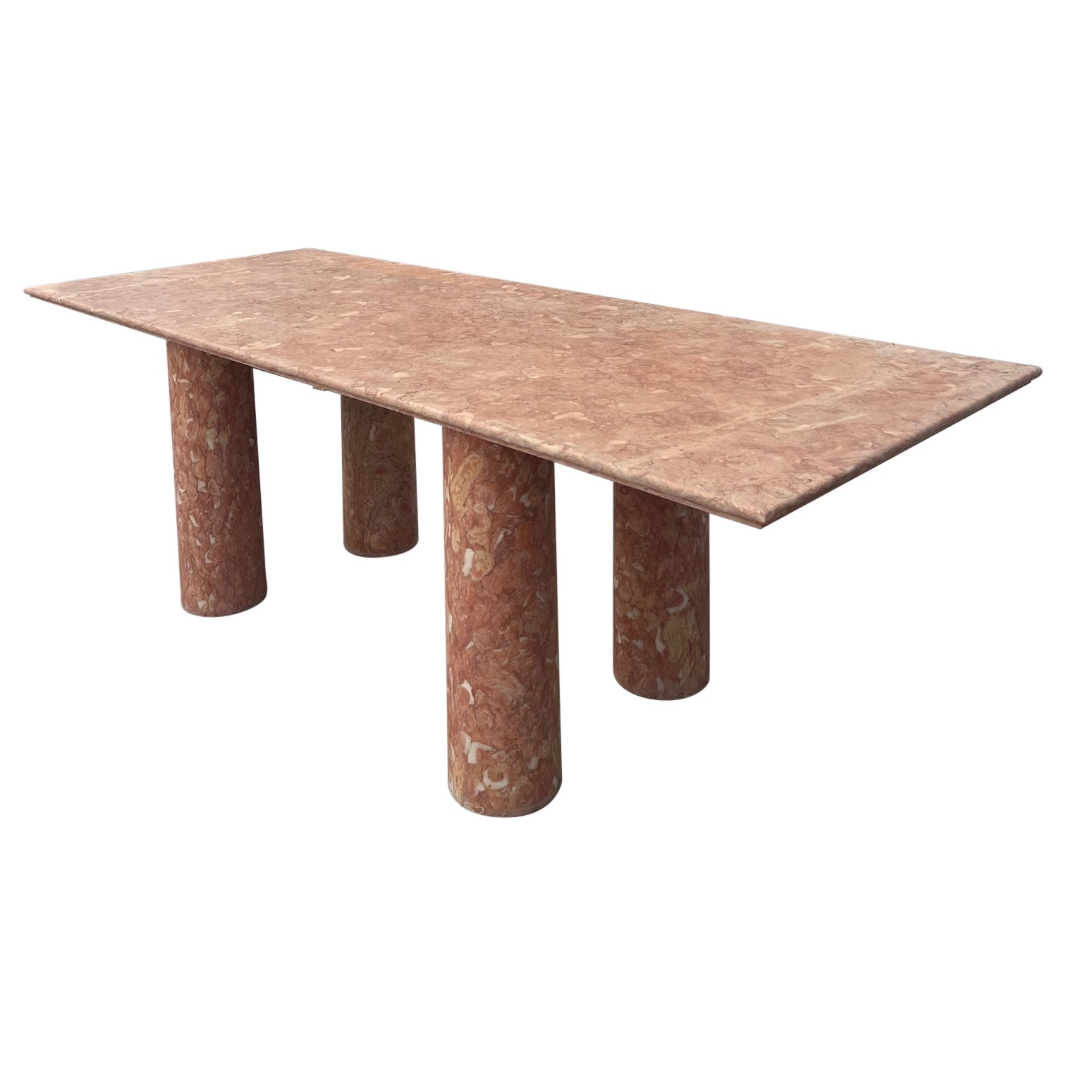 Large Bellini Style Rectangle Dining Table in Coral Portuguese Travertine For Sale