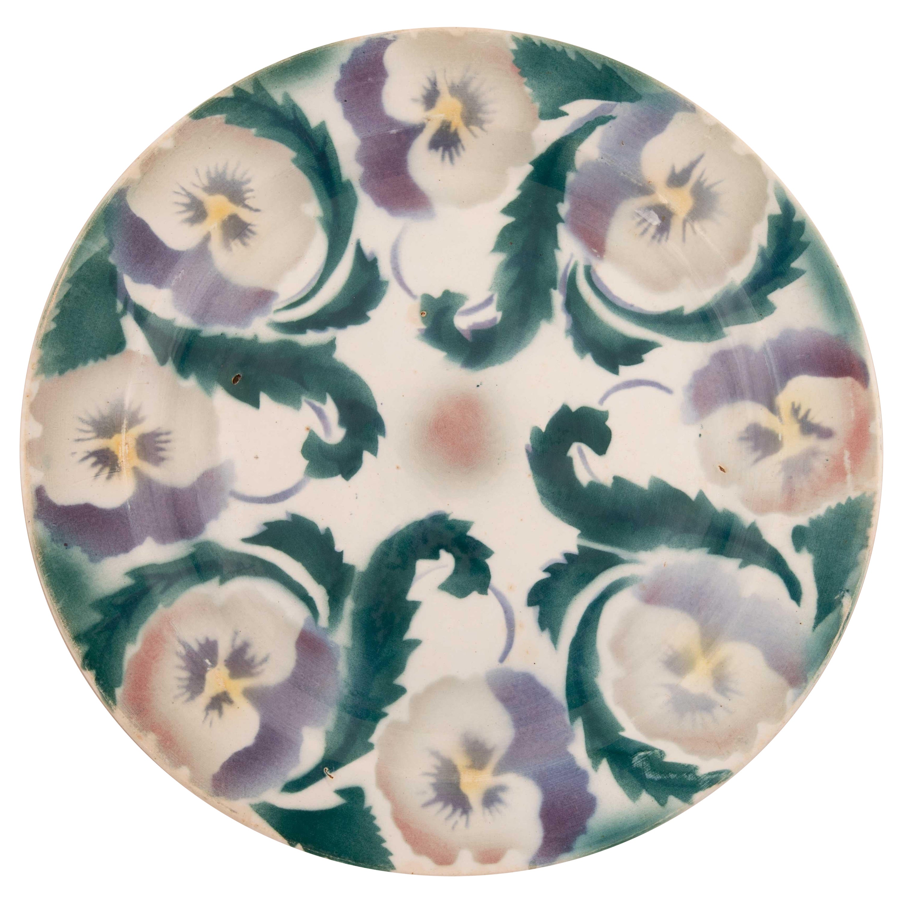 Kuznetsov Ceramic Plate, Rare Design, Russia, Early 20th Century For Sale