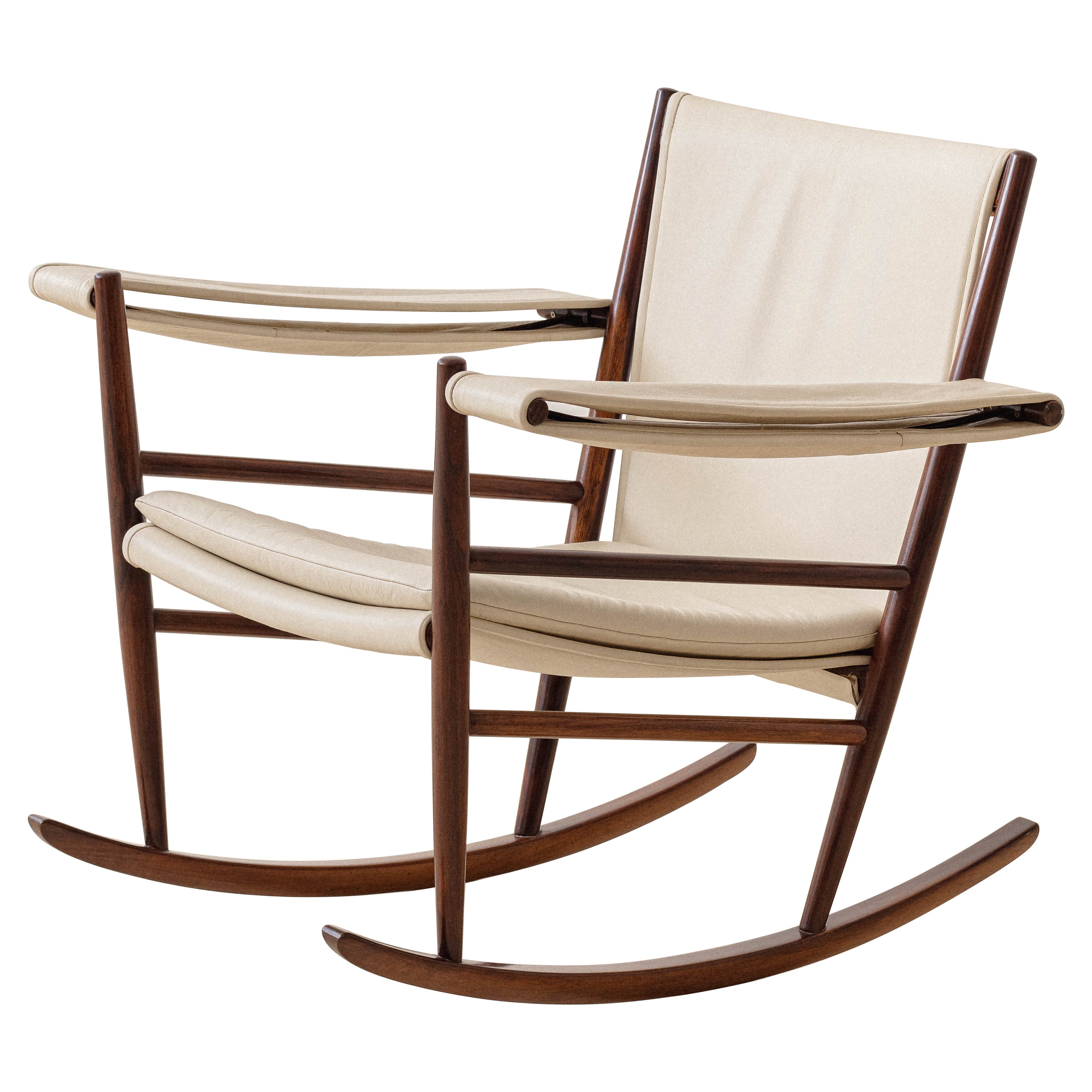 Silla mecedora vintage de Joaquim Tenreiro, 1947, diseño brasileño de mediados de siglo