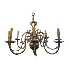 English Silver Plate Eight-Light Chandelier, Early 20th Century