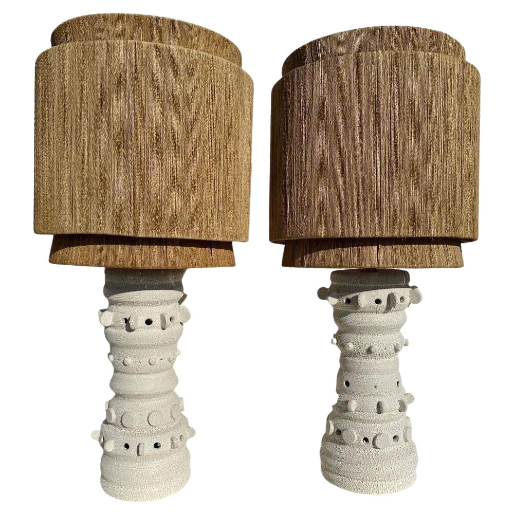 Set of 2 Ceramic Lamp by Olivia Cognet
