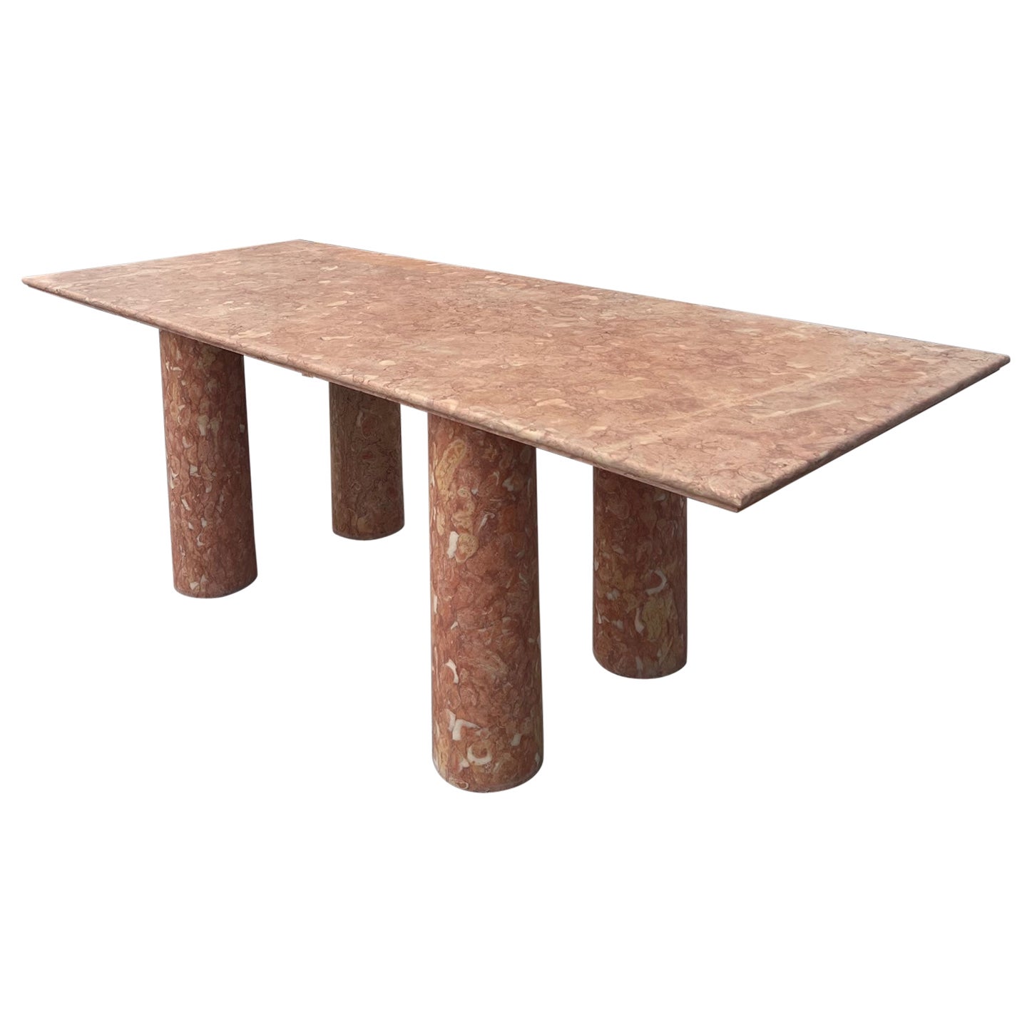 Large Sculptural curved edge travertine rectangle dining table For Sale