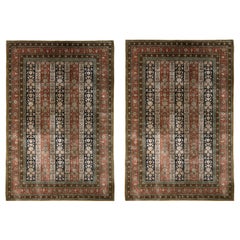 Persischer Qum-Teppich in Rot und Beige mit geblümtem Muster, von Rug & Kilim, Paar