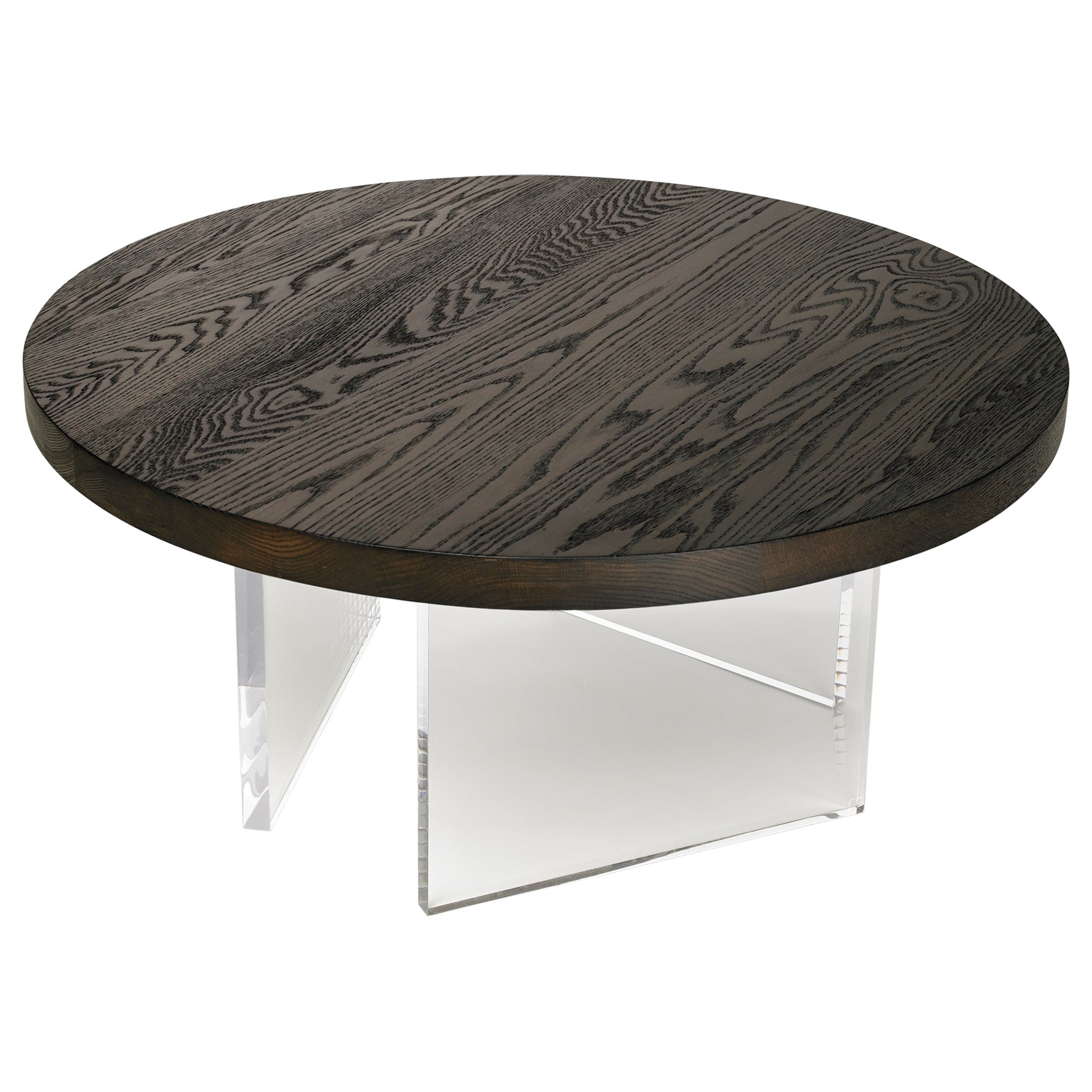 Constantinople Round Wood Coffee Table in Torched Oak by Autonomous Furniture For Sale