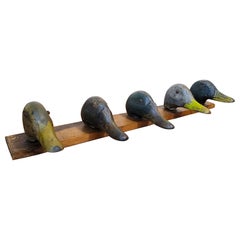 Early 20C Mounted Duck Decoy Heads 1