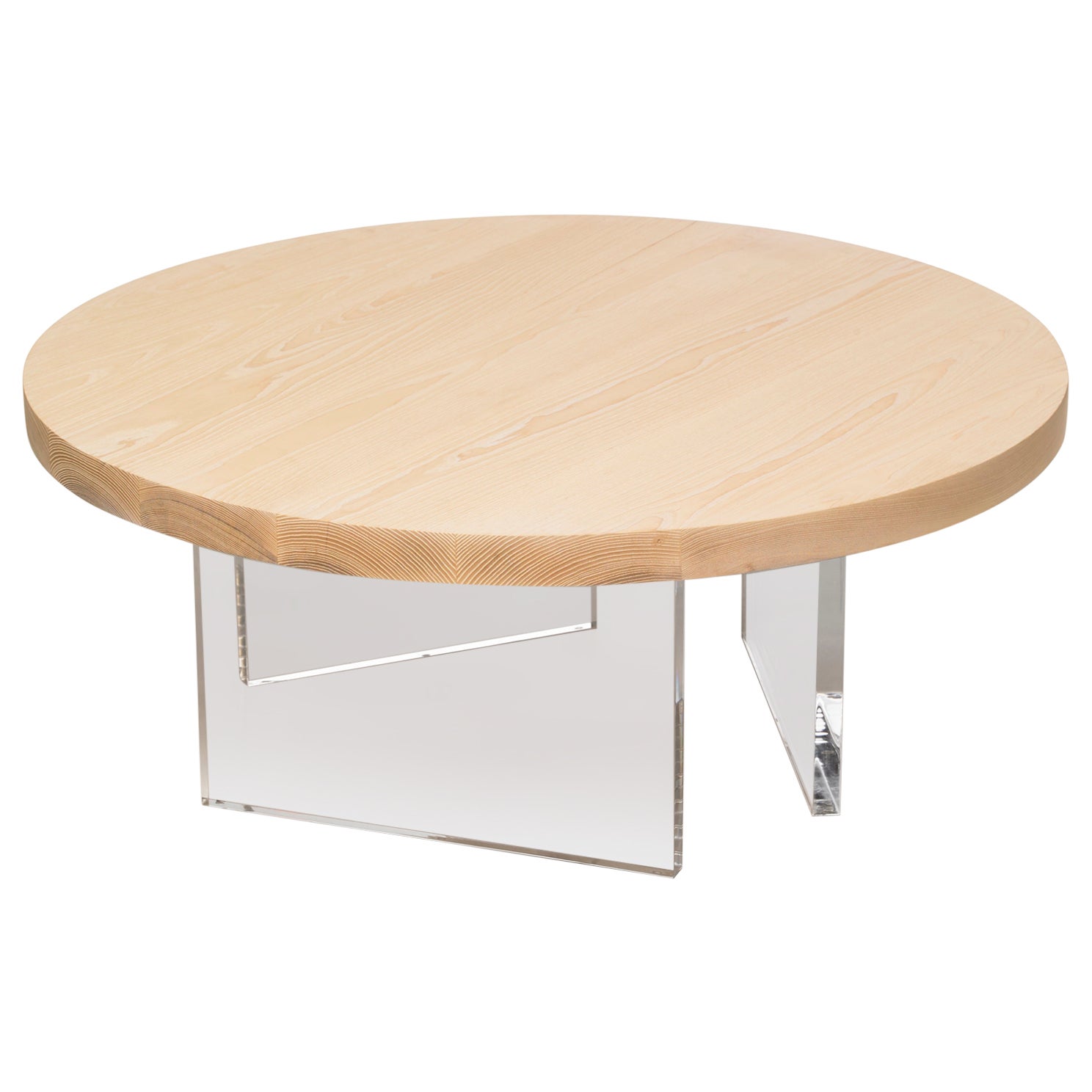 Table basse ronde en bois de frêne Constantinople avec acrylique par Autonomous Furniture en vente
