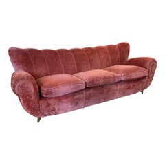 Outstanding Italian 1940's Channel Upholstered Sofa