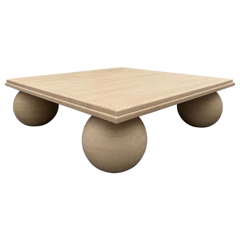 Table With Ball Round Coffee Table with Ball Sphere Legs Base in Violet Viola Calacatta ...