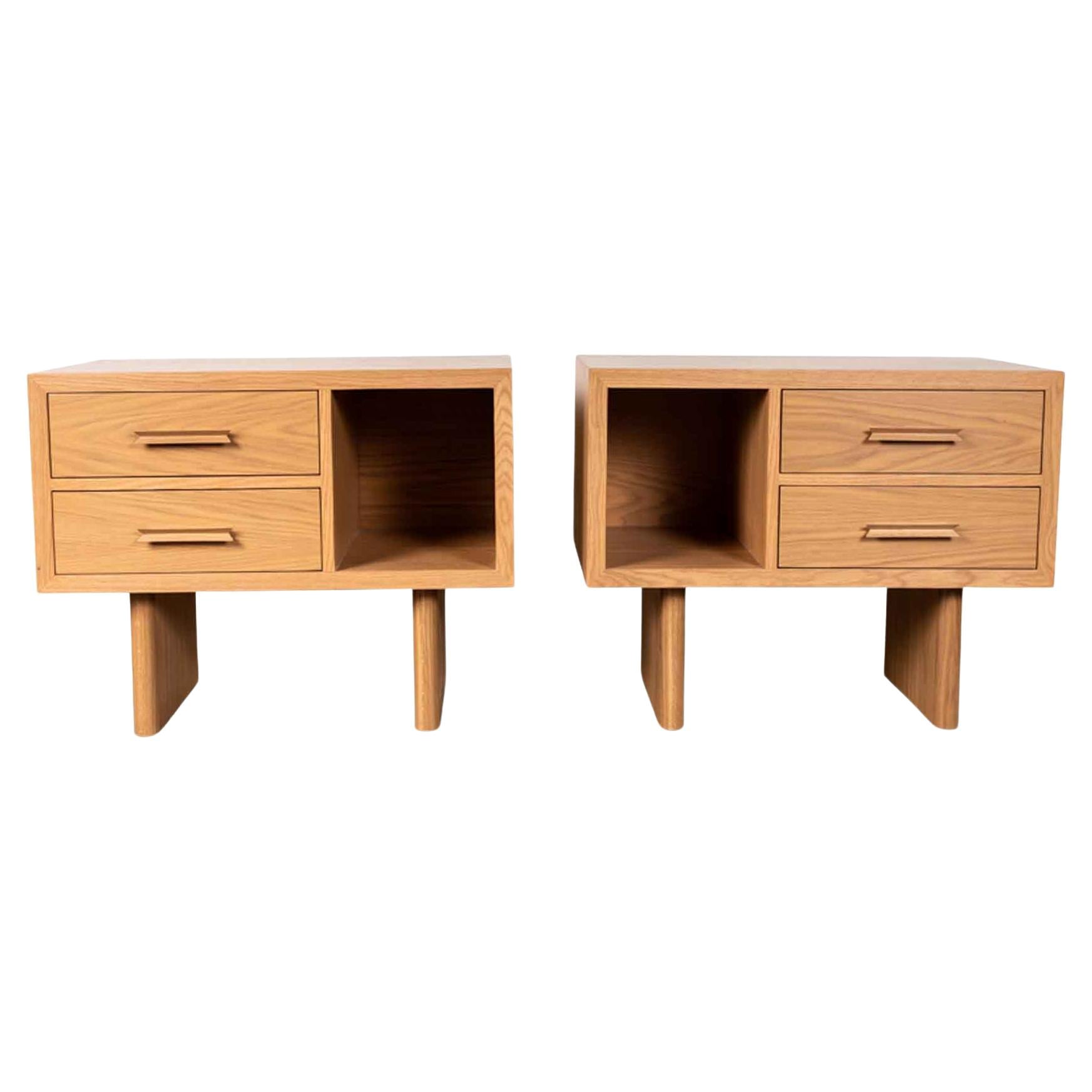 Pair of Oak Inverness Nightstands by Lawson-Fenning