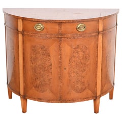 Smith & Watson Georgian Burl and Yew Wood Demilune Sideboard or Bar Cabinet