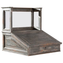 Turn of the Century French Patinated Ecritoire with Display Glass Top
