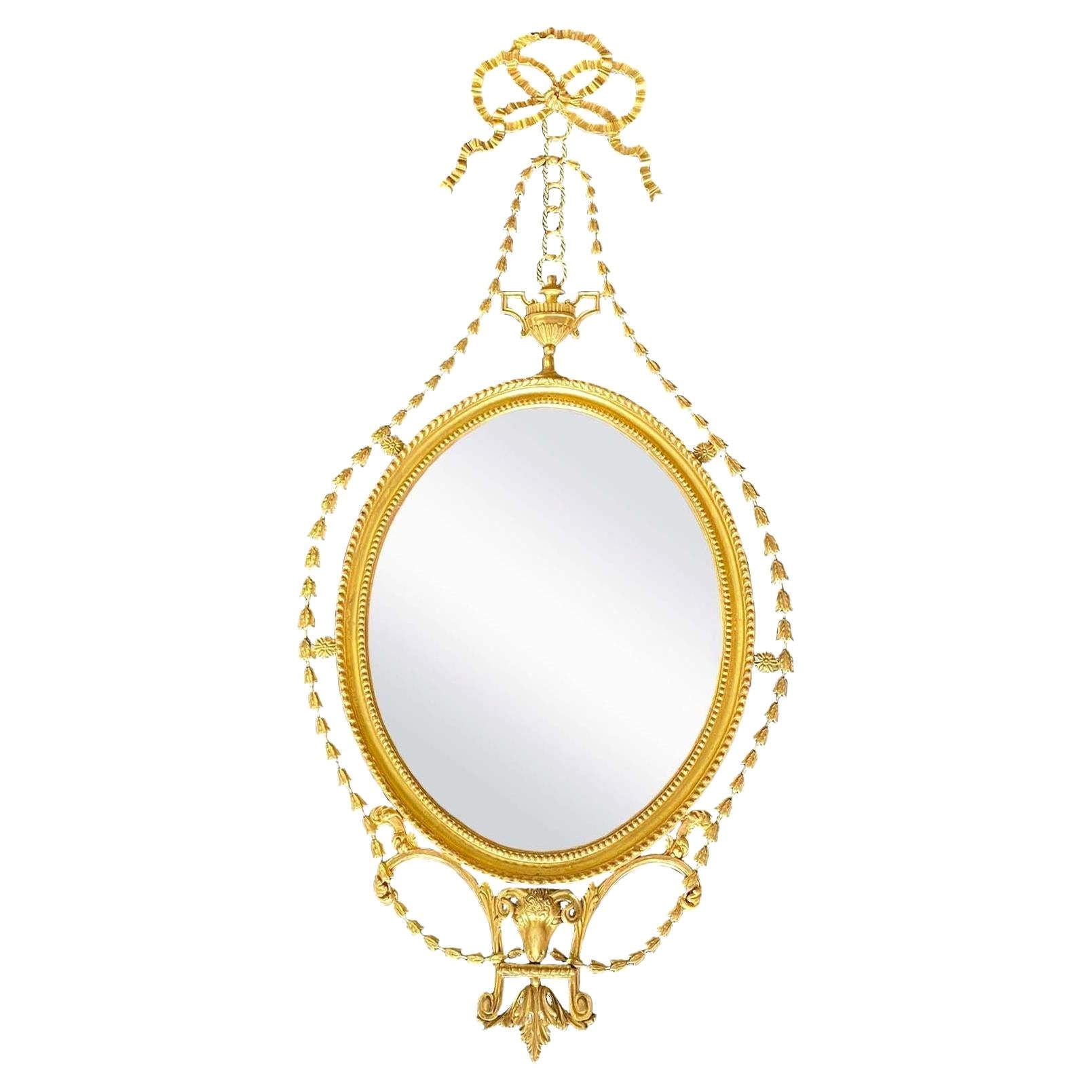 English Adams Style Giltwood Wall Mirror For Sale