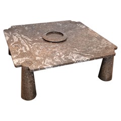 Square Grey Marble Coffee Table and scale form Angelo Mangiarotti 