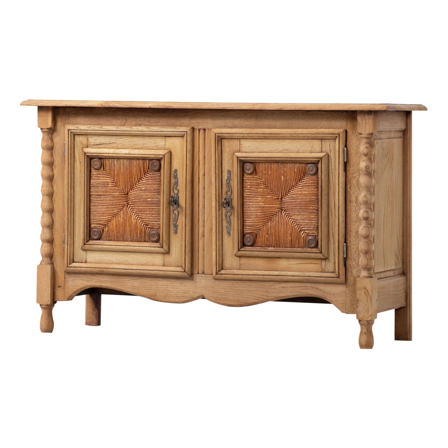 20th Century French Provencal Bleached Oak Buffet Cabinet For Sale