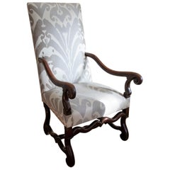 19th Century Spanish Wooden Armchair with High Backrest